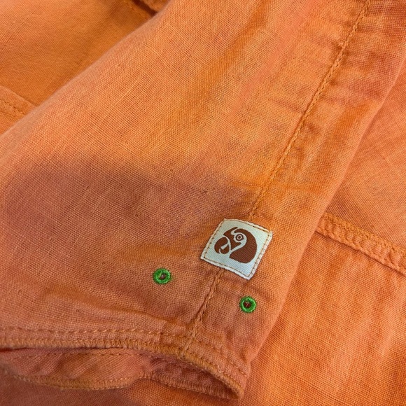 🔥”Margaritaville” Men’s Orange Casual Button Down Short Sleeved Shirt w/ Pockets - Picture 9 of 11